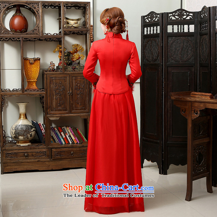Rain-sang yi 2015 new marriage wedding dresses qipao Chinese style wedding banquet bride bows service long-sleeved long red winter women cheongsam QP568 RED XL Photo, prices, brand platters! The elections are supplied in the national character of distribution, so action, buy now enjoy more preferential! As soon as possible.