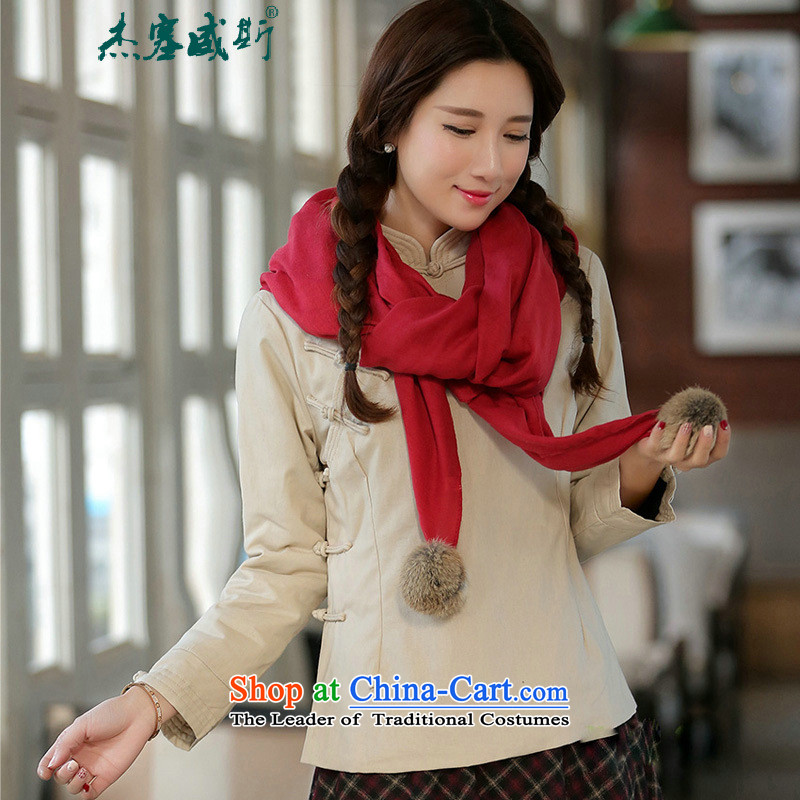 In the new kit) for winter of ethnic Chinese cotton linen collar is pressed to the word manually clip cotton robe solid color small coffee , L, Cheng Kejie, the , , , shopping on the Internet