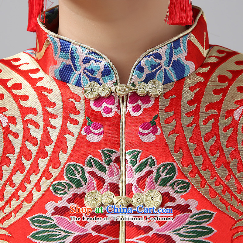 Hiv Miele 2014 winter clothing new marriages cheongsam red long serving Chinese Dress folder bows unit in long-sleeved two kits Q0044 M HIV Miele shopping on the Internet has been pressed.