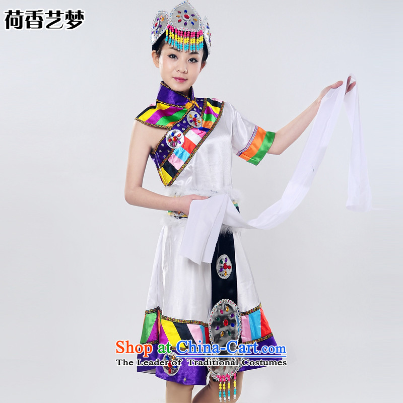 I should be grateful if you would have the Champs Elysees new arts dreams 2015 will snow white lotus Tibetan dance stage costumes national costume HXYM0031?XXXL White