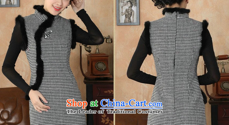 Floral Tang Women's clothes qipao Fall/Winter Collections new collar Chinese improved latticed wool rabbit hair collar qipao? dress -A L picture, prices, brand platters! The elections are supplied in the national character of distribution, so action, buy now enjoy more preferential! As soon as possible.
