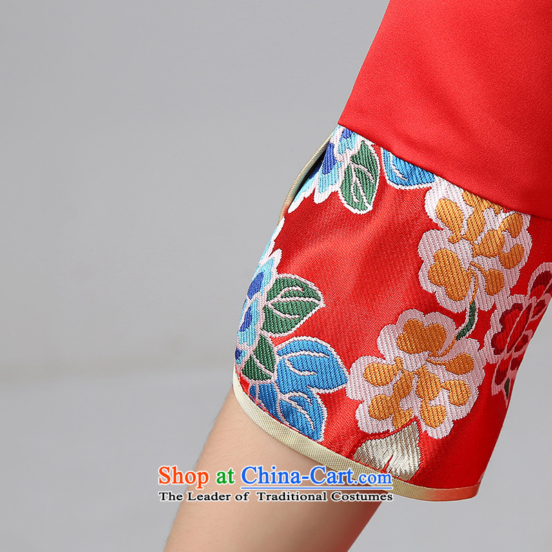 Hiv Miele marriages between spring and summer of 2015 qipao red short, bows to Sepia Chinese Dress short skirt in cuff Q0040 RED M HIV Miele shopping on the Internet has been pressed.