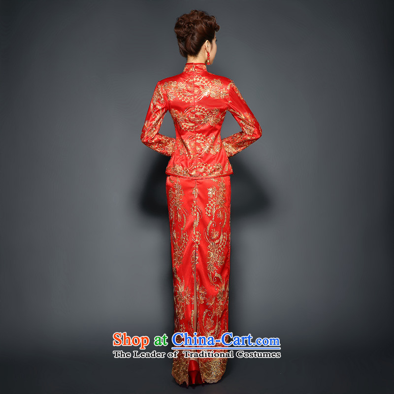 The winter of qipao red clip cotton Chinese wedding dress Sau Wo Service 2015 new long long-sleeved plus gross cotton for toasting champagne services fall bride cheongsam dress thin, hundreds of Ming products XXL, shopping on the Internet has been pressed
