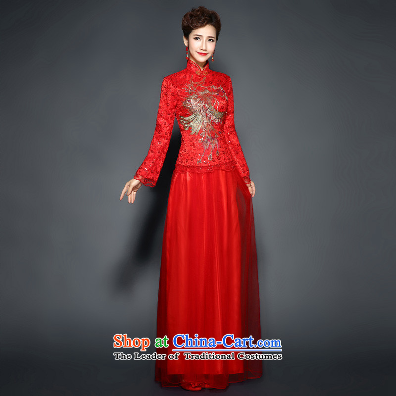 The winter of qipao skirt female new bride toasting champagne 2015 serving long dresses retro red marriage cheongsam dress the cotton-thick winter RED M, hundreds of Ming products , , , shopping on the Internet