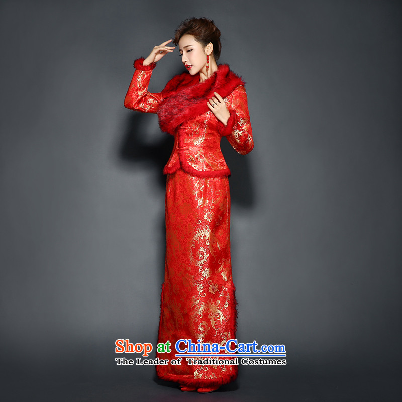 Toasting champagne bride services cheongsam dress the new 2015 winter of long-sleeved Stylish retro red and white hair for Sau San winter long white collar of qipao improvement made size 7 Day Shipping, hundreds of Ming products , , , shopping on the Inte