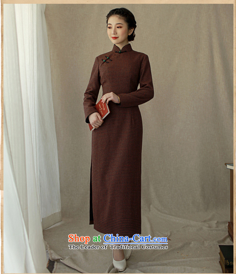 The elections as soon as possible the impact Yat lady autumn and winter female wool cheongsam dress chidori grid is traversed by the long-sleeved shirt, long long skirt deep red 2XL Photo, prices, brand platters! The elections are supplied in the national character of distribution, so action, buy now enjoy more preferential! As soon as possible.