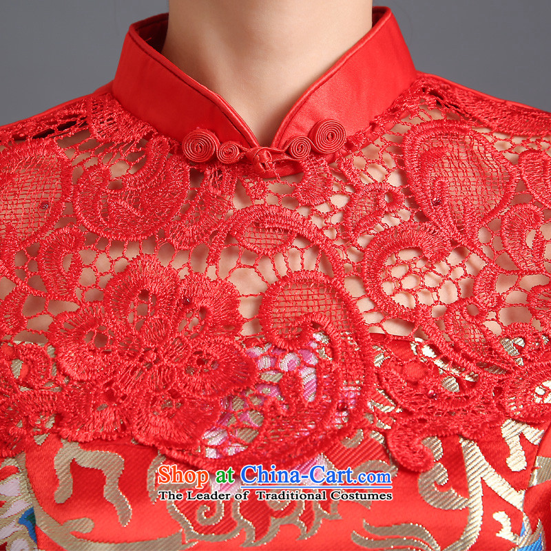 Toasting champagne bride services 2015 autumn and winter new dresses cheongsam red retro marriage bows services improved long-sleeved thick brides wedding services qipao bows Sau San XXL, red ball dance lily lily) , , , shopping on the Internet