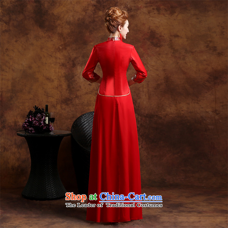 Long-sleeved long service dress winter stylish bows 2015 new marriages of Sau San winter clothing qipao winter retro bows stylish bows services qipao red S, Lily Dance (ball lily shopping on the Internet has been pressed.)