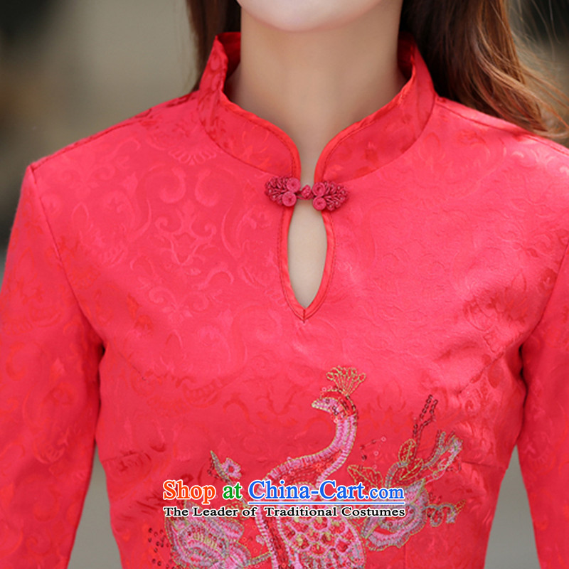 Xiaoman new summer 2015+ of Chinese Dress skirt Korean brides bows services Sau San Tong large thin graphics load cheongsam dress with skirt cheongsam dress in china red sleeved fw M+ Man Ka Bo (MAN) , , , HAO shopping on the Internet