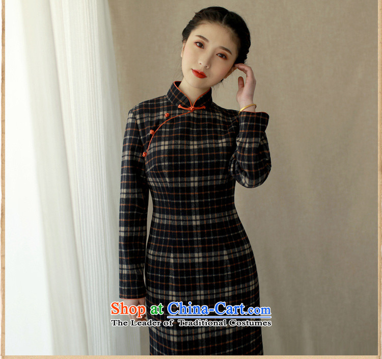 A Pinwheel Without Wind-Ju-il woolen fabric, chess qipao winter clothing retro long-sleeved cheongsam dress 2015 new temperament improved cheongsam dress black L picture, prices, brand platters! The elections are supplied in the national character of distribution, so action, buy now enjoy more preferential! As soon as possible.