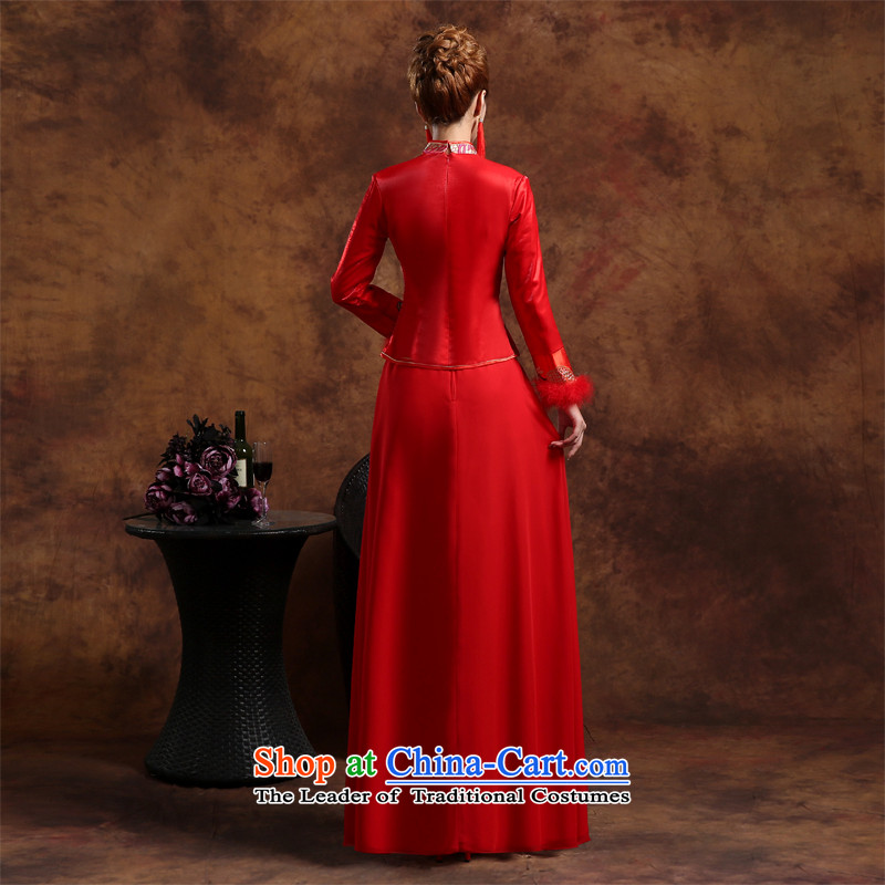 However service qipao new marriage 2015 winter bows services wedding dresses long-sleeved Chinese qipao toasting champagne marriages to dress red thick red XL, lilies Sau San Qipao (ball lily) , , , shopping on the Internet