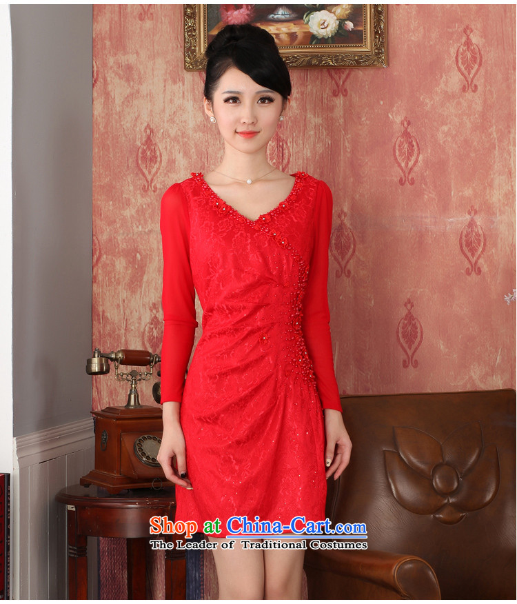 Oriental aristocratic counters genuine long-sleeved Sau San-solid color embroidery short, creases lace cheongsam dress short female) bows service bridal dresses M picture, prices, brand platters! The elections are supplied in the national character of distribution, so action, buy now enjoy more preferential! As soon as possible.