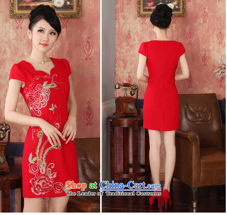 The aristocratic Oriental Cheongsam wool Wedding 2015 Red cheongsam dress elegant embroidery red king short-sleeved clothing elegant short of liquor L picture, prices, brand platters! The elections are supplied in the national character of distribution, so action, buy now enjoy more preferential! As soon as possible.