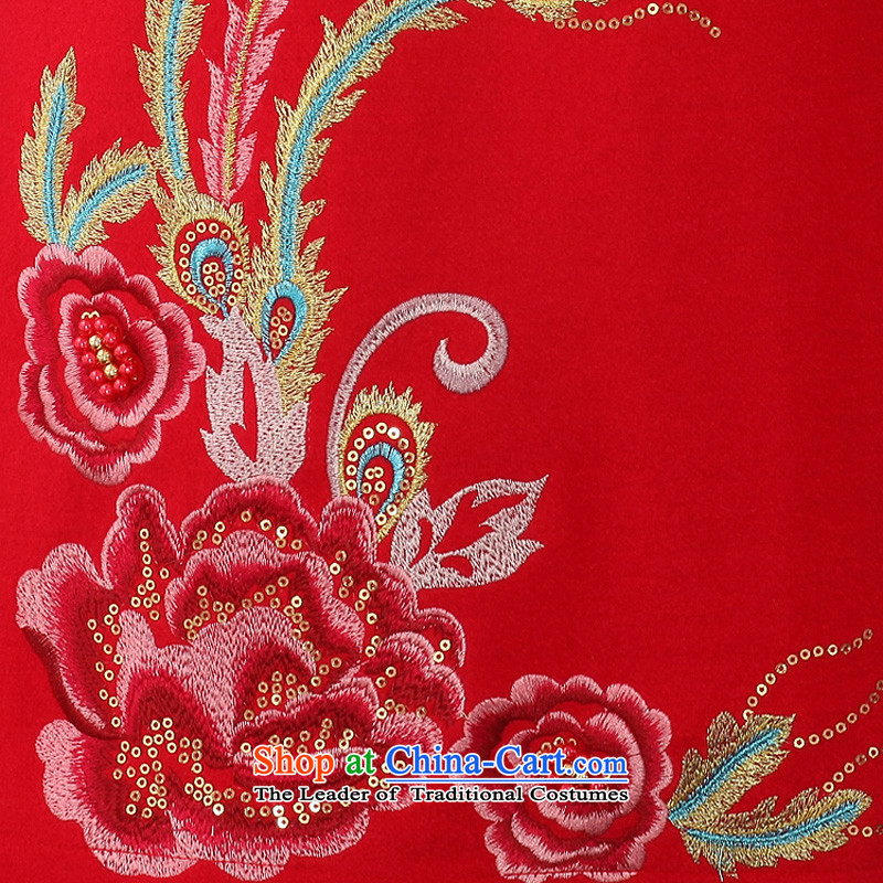 The aristocratic Oriental Cheongsam wool Wedding 2015 Red cheongsam dress elegant embroidery red king short-sleeved clothing elegant short of wine , L, oriental aristocratic shopping on the Internet has been pressed.