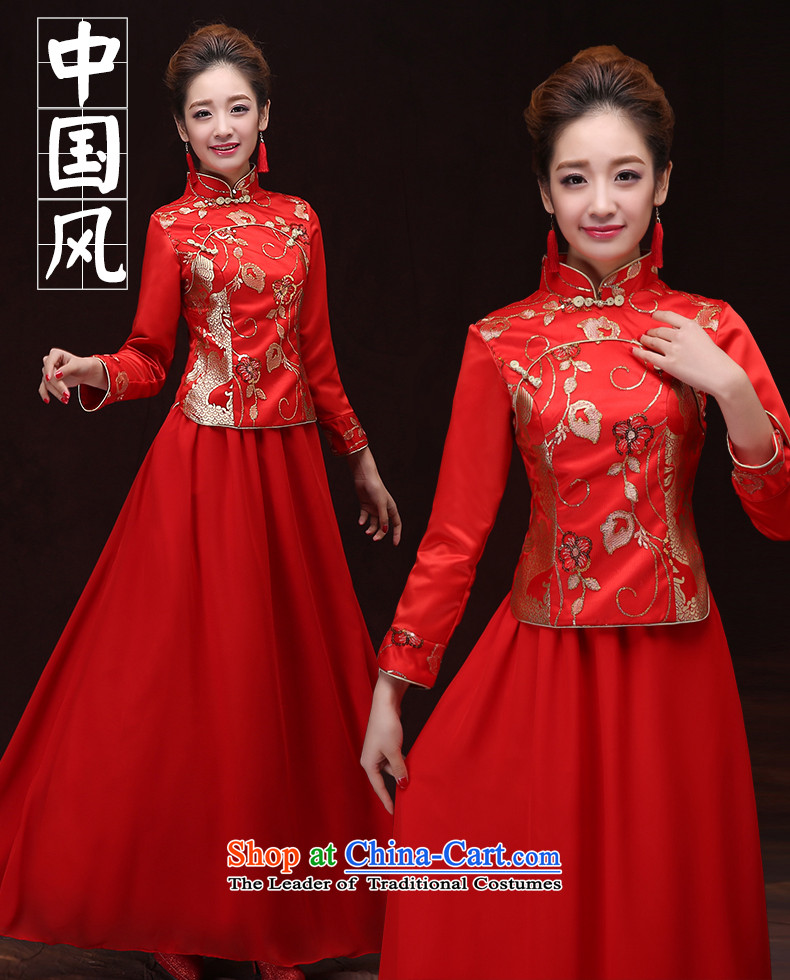 Rain-sang yi 2015 new marriage wedding dresses bows Service Bridal long-sleeved red qipao long winter Tang dynasty women QP571 qipao red S picture, prices, brand platters! The elections are supplied in the national character of distribution, so action, buy now enjoy more preferential! As soon as possible.