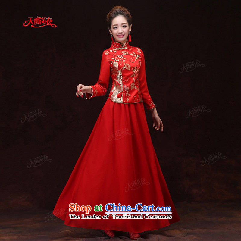 Rain-sang yi 2015 new marriage wedding dresses bows Service Bridal long-sleeved red qipao long winter Tang dynasty women S day QP571 qipao red rain coat is , , , shopping on the Internet