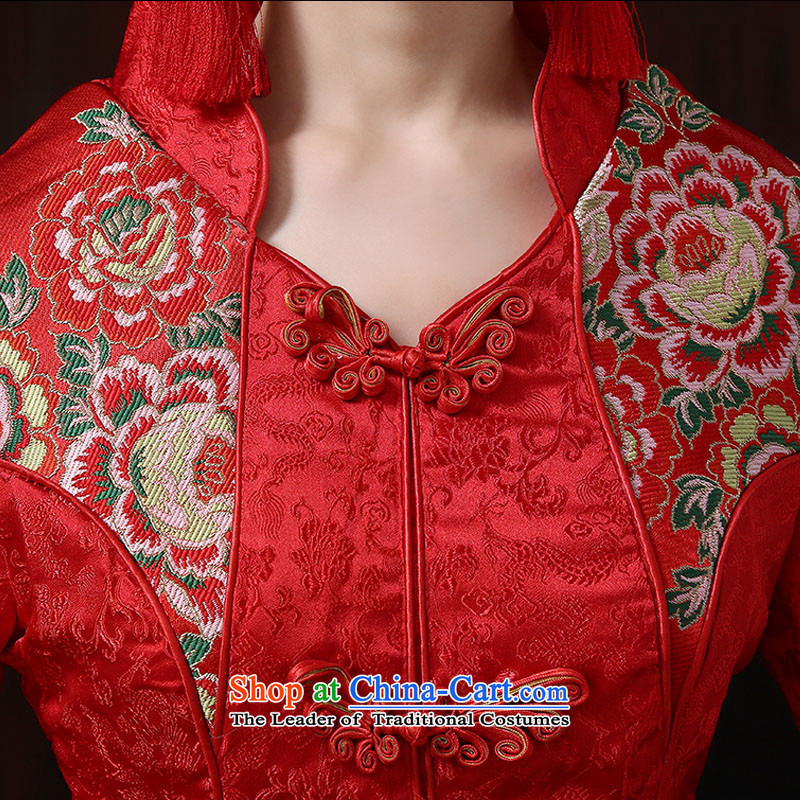 Baby bride upscale winter bride long-sleeved qipao gown cotton qipao marriage red winter clothing bows service, two kits of Qipao Winter Love Bride (the BABY XXL, BPIDEB) , , , shopping on the Internet