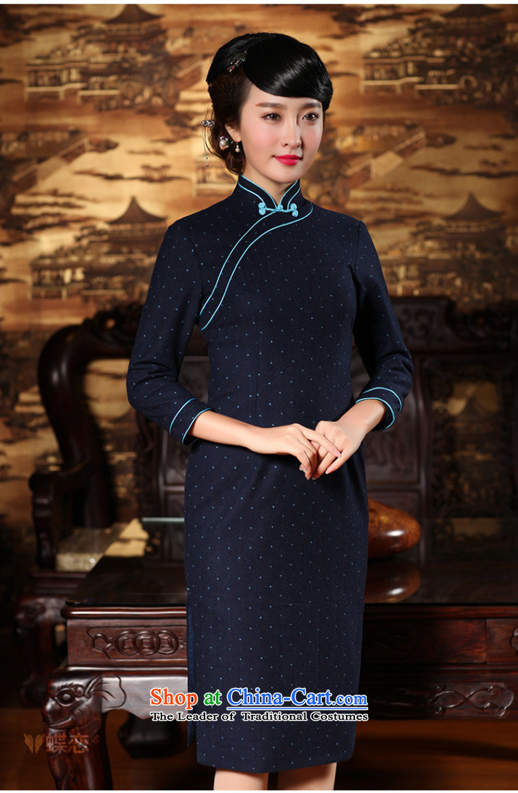 The Butterfly Lovers autumn 2015 new stylish improved long cheongsam dress butterfly clip retro hair? Tang dynasty qipao 49/43 blue dot   S picture, prices, brand platters! The elections are supplied in the national character of distribution, so action, buy now enjoy more preferential! As soon as possible.