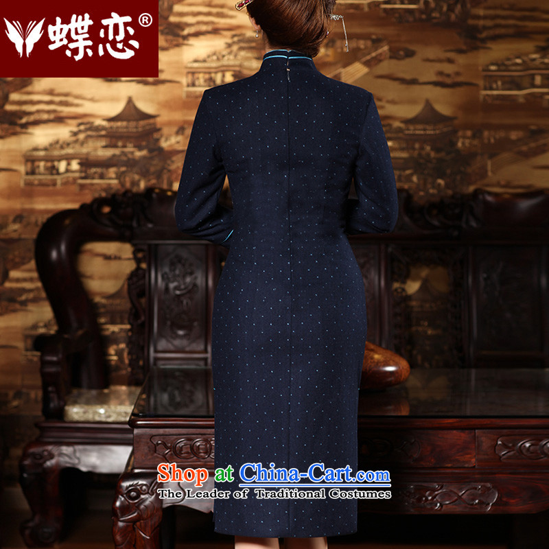 The Butterfly Lovers autumn 2015 new stylish improved long cheongsam dress butterfly clip retro hair? Tang dynasty qipao 49/43 blue dot   , Butterfly Lovers , , , shopping on the Internet