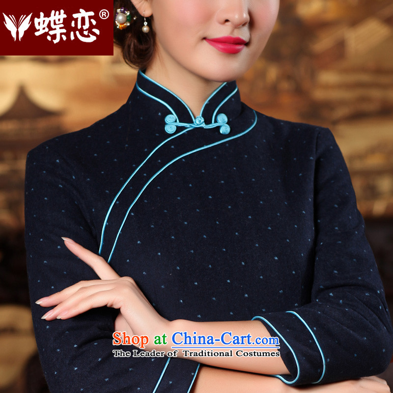 The Butterfly Lovers autumn 2015 new stylish improved long cheongsam dress butterfly clip retro hair? Tang dynasty qipao 49/43 blue dot   , Butterfly Lovers , , , shopping on the Internet