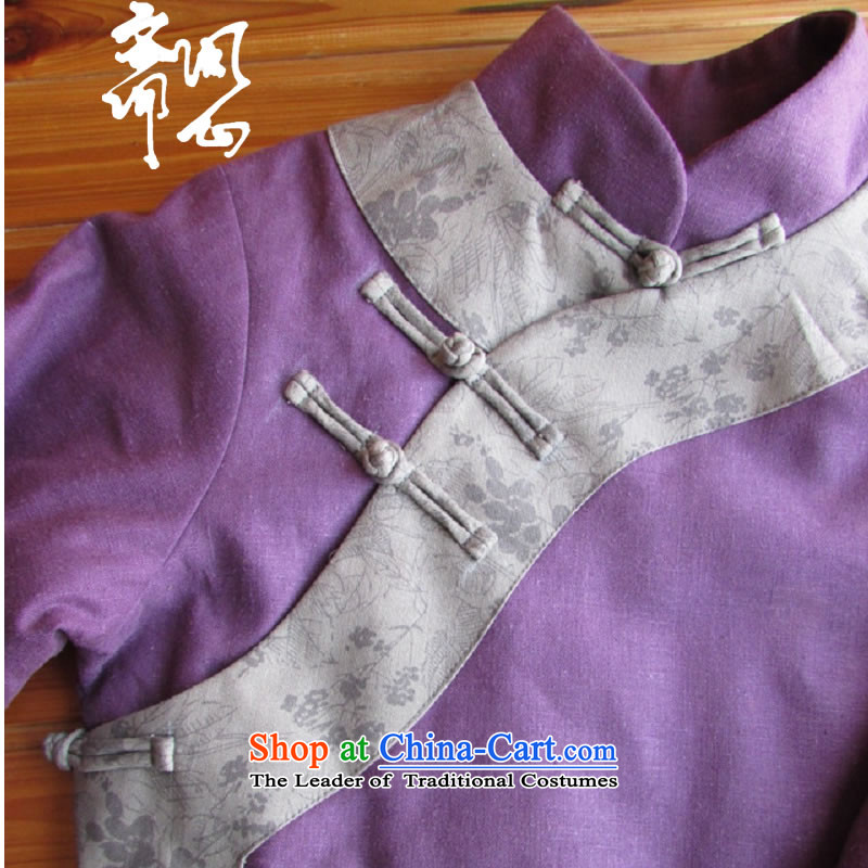 Q Shinsaibashi represented as soon as possible what electoral women fall of Chinese Disc clip cotton jacket qipao improved 1080 purple L code plain manual 15 Day Shipping, ask the heart of Ramadan , , , shopping on the Internet
