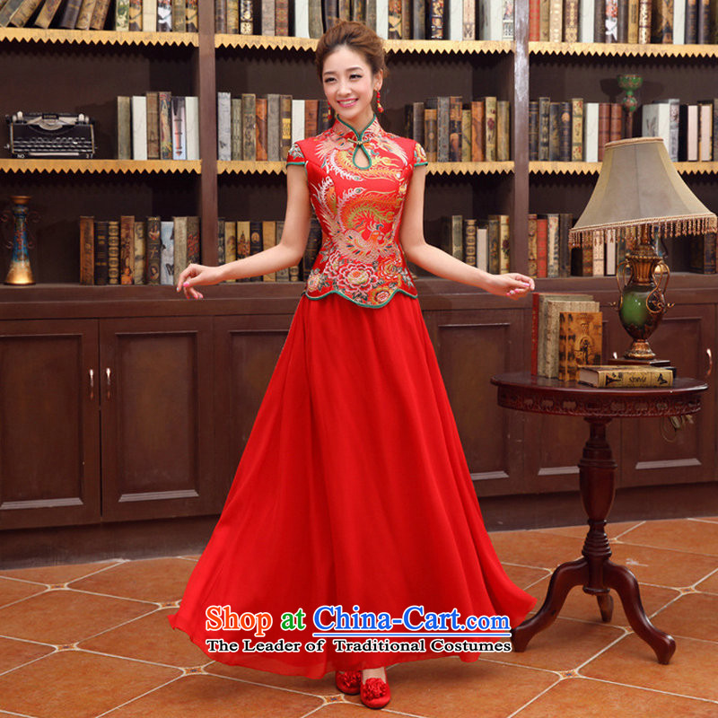 Yet a red wedding dresses long-sleeved qipao spring outfits of nostalgia for the marriage of the bride bows services wedding  yy6780 red XXL, naoji a , , , shopping on the Internet