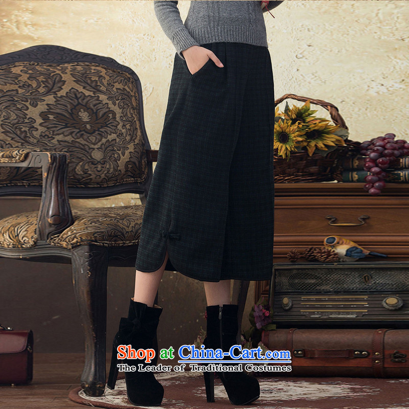 A Pinwheel Without Wind Kam stylish when Yi Tang Dynasty Wool Pants, Skirt autumn and winter trousers of ethnic cultural nostalgia for the wide-legged pants green M Yat Lady , , , shopping on the Internet