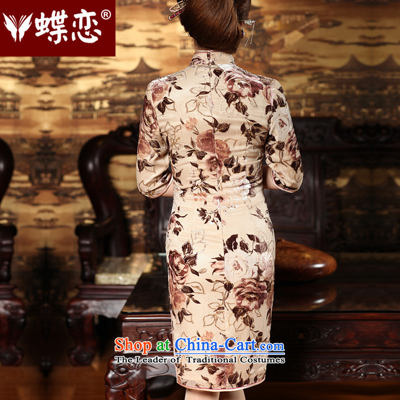 Butterfly Lovers 2015 Autumn new stylish improvement of silk cheongsam dress in sleeve length of nostalgia for the Tang dynasty qipao 49157 figure  XXL, Butterfly Lovers , , , shopping on the Internet