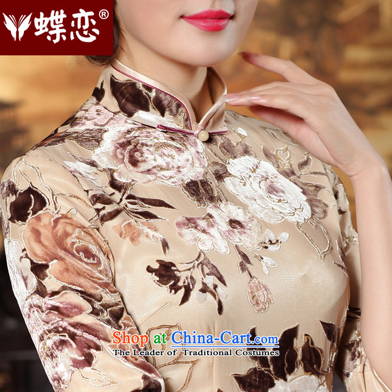 Butterfly Lovers 2015 Autumn new stylish improvement of silk cheongsam dress in sleeve length of nostalgia for the Tang dynasty qipao 49157 figure  XXL, Butterfly Lovers , , , shopping on the Internet