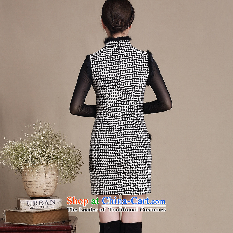 The cross-sa 2015 autumn and winter and stack installed new retro look stylish improved wool? for gross cheongsam dress Y3222D  2XL, color pictures of cross-sa , , , shopping on the Internet