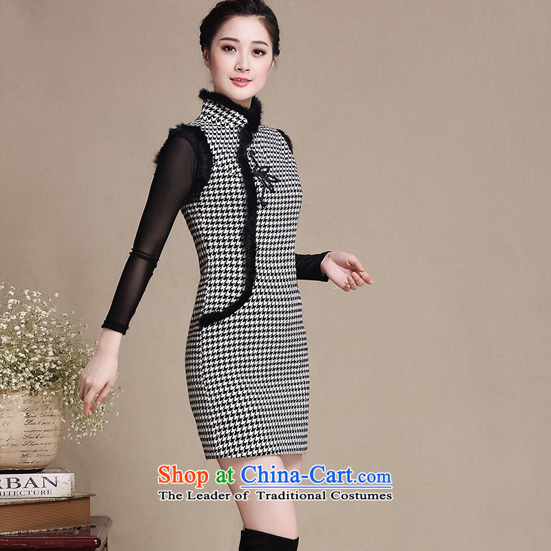 The cross-sa 2015 autumn and winter and stack installed new retro look stylish improved wool? for gross cheongsam dress Y3222D  2XL, color pictures of cross-sa , , , shopping on the Internet