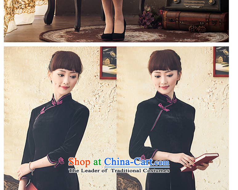 The elections as soon as possible to take advantage of the prevailing breezes flower lady Yat Chu new long-sleeved) Long Kim scouring pads 7 cuff high qipao the forklift truck Black XL Photo, prices, brand platters! The elections are supplied in the national character of distribution, so action, buy now enjoy more preferential! As soon as possible.