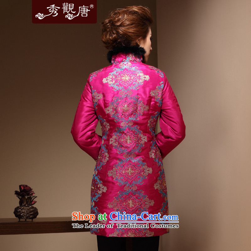 Sau Kwun Tong and glistening Chinese Tang dynasty for gross Ms. Mama Ms. winter clothing cotton robe COAT 2014 NEW TM3934 XXL, red-soo of the Kwun Tong shopping on the Internet has been pressed.