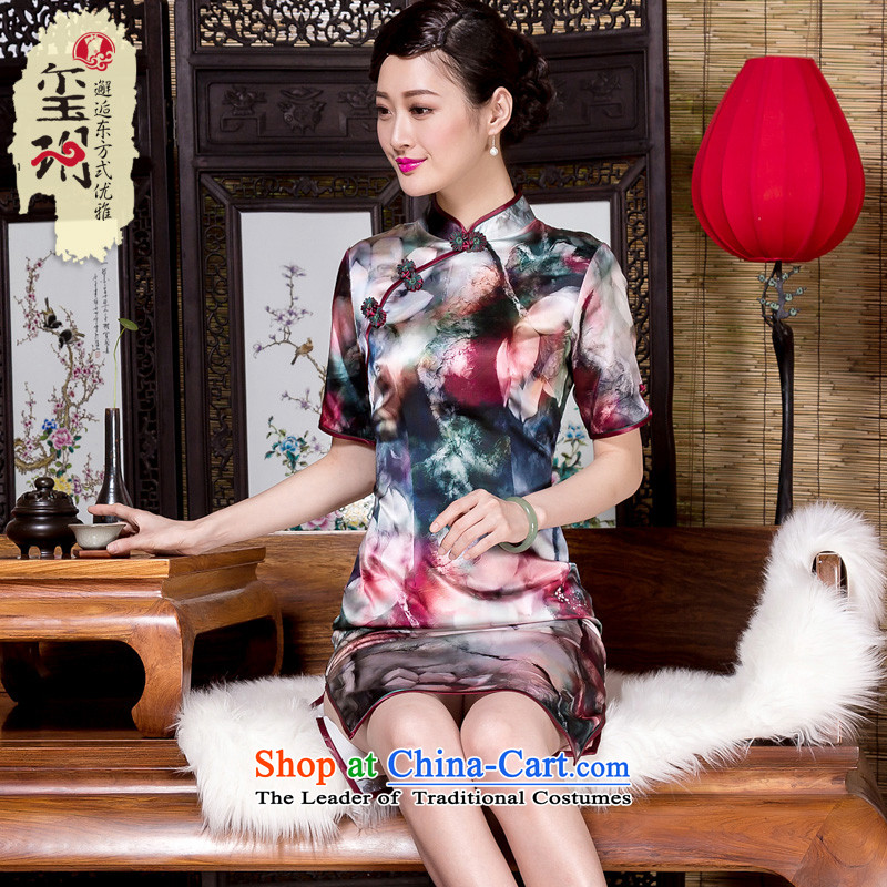 The seal of the new 2015 Silk Cheongsam aristocratic daily improved annual corporate banquet retro elegant qipao skirt suits S seal decreased by , , , shopping on the Internet