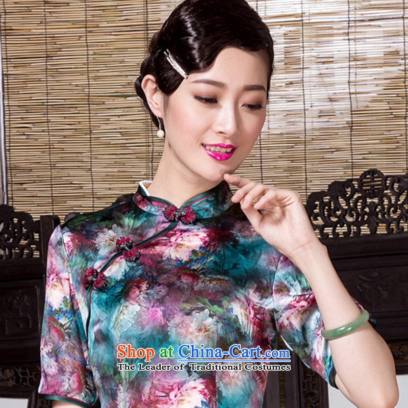 The seal of the autumn and winter 2015 new heavyweight Silk Cheongsam art stamp improvements banquet Ms. everyday dress picture color S qipao seal decreased by , , , shopping on the Internet