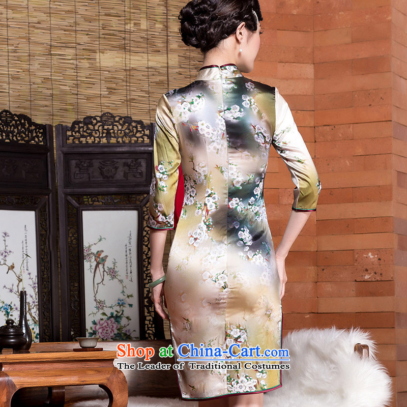 Seal of the Fall 2015) cuff heavyweight Silk Cheongsam 7 Improved temperament cheongsam dress cuff color pictures , L, seal decreased by , , , shopping on the Internet
