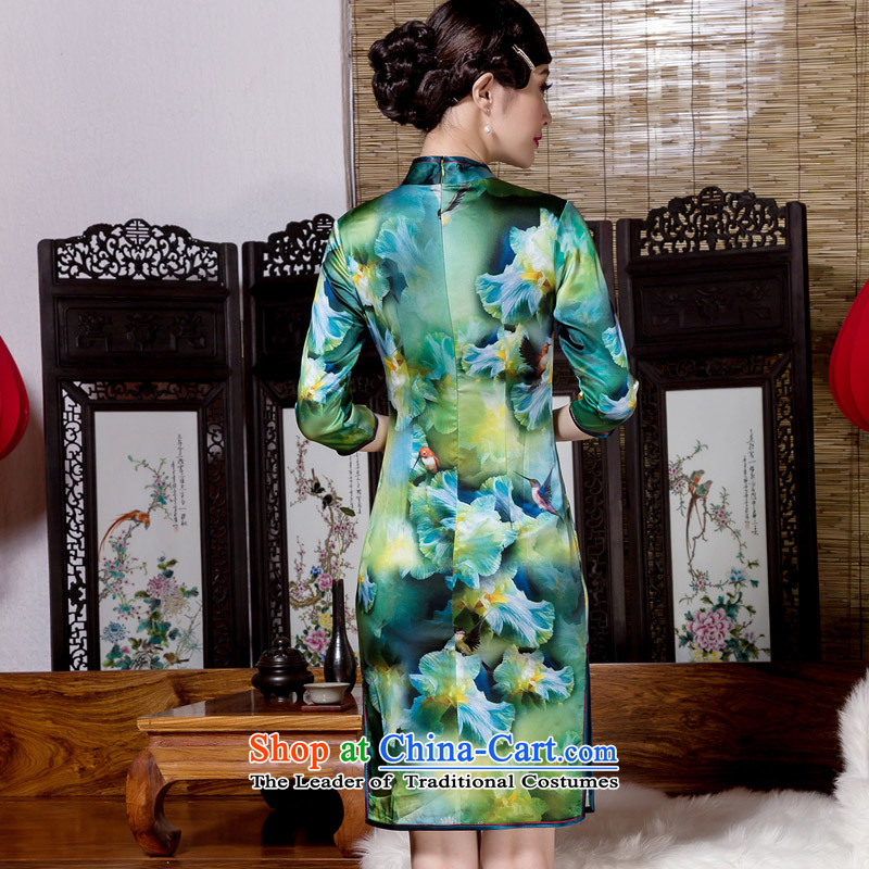 Seal of new autumn 2015 7 cuff, cuff heavyweight Silk Cheongsam annual routine banquet improved picture color S seal qipao decreased by , , , shopping on the Internet