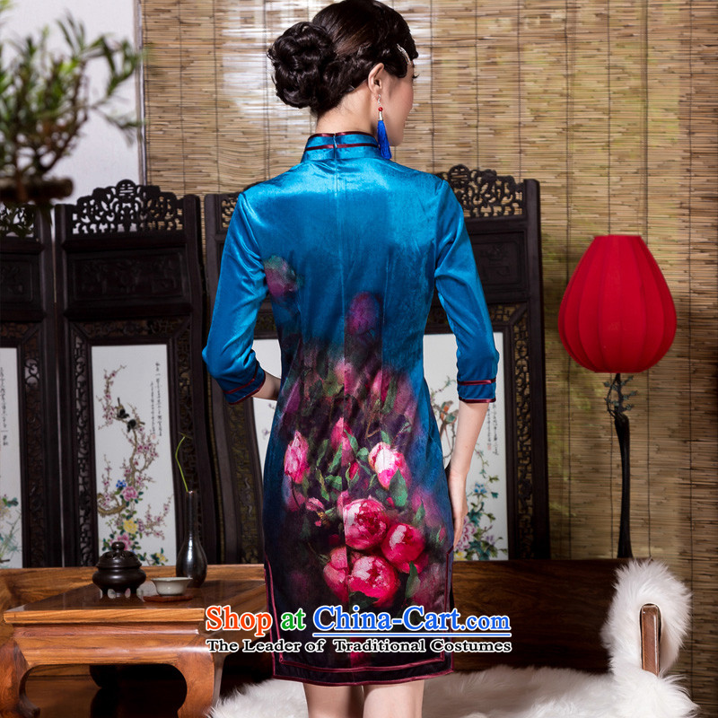 The Seal of 2015 autumn and winter flower elegant qipao positioning wool high-end in the seven female improved cuff is traversed by the picture color XL, seal qipao decreased by , , , shopping on the Internet