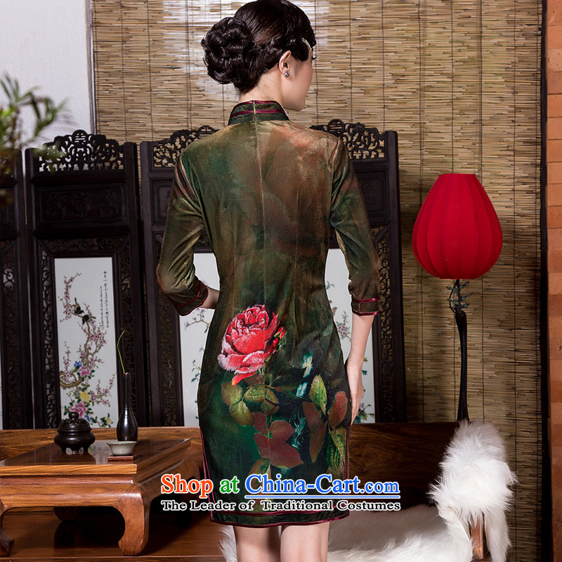 The seal of the autumn and winter 2015 new stamp elegant qipao positioning velvet retro look, Ms. improved cheongsam dress photo color XL, seal decreased by , , , shopping on the Internet