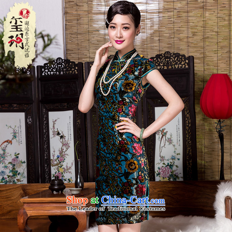 Seal of new Fall 2015 retro ethnic cheongsam dress Ms. silk burned down improved picture color XXL, cheongsam dress seal of , , , shopping on the Internet