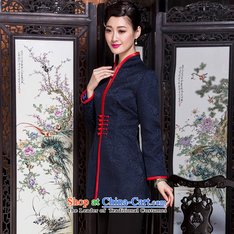 Seal of autumn and winter 2014 jacquard tray clip retro Tang dynasty ethnic shirt temperament middle-aged female mother coat seal blue, decreased by , , , shopping on the Internet