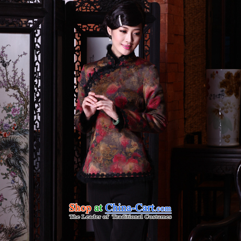 The seal of the Winter 2015 new cloud of incense yarn retro Tang dynasty long-sleeved silk cotton Chinese qipao folder jacket picture color M seal decreased by , , , shopping on the Internet