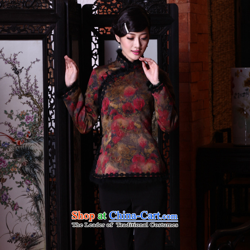The seal of the Winter 2015 new cloud of incense yarn retro Tang dynasty long-sleeved silk cotton Chinese qipao folder jacket picture color M seal decreased by , , , shopping on the Internet
