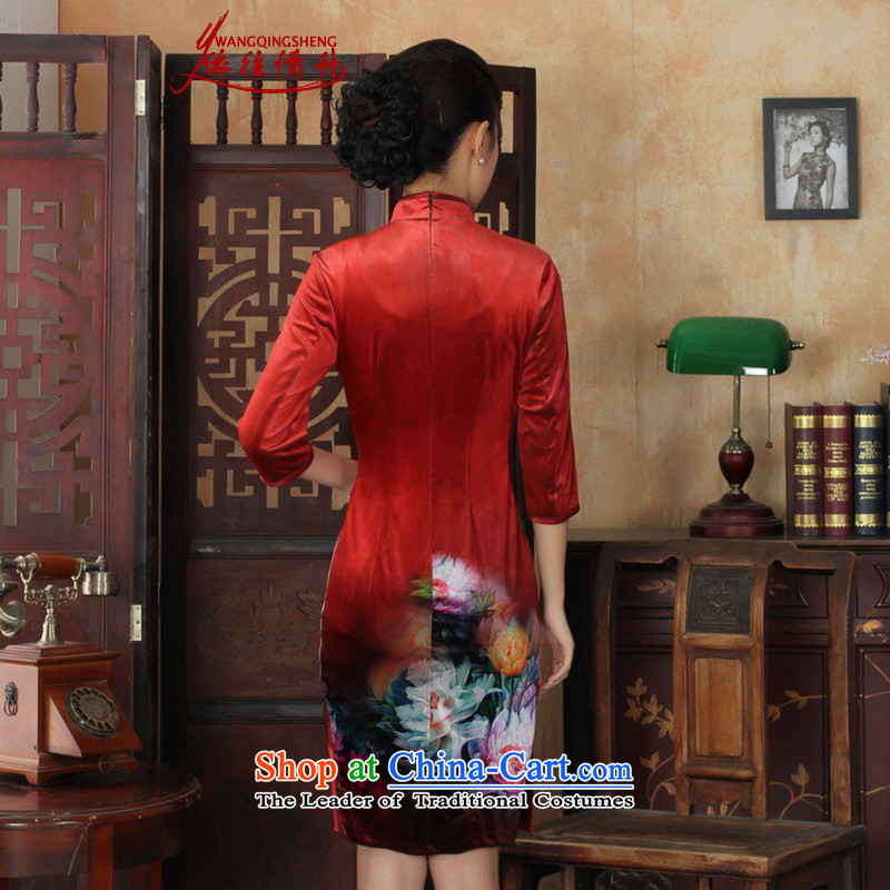 In accordance with the love in the spring and fall new ethnic women cheongsam Kim scouring pads Poster 7 cuff cheongsam dress ancient /TD0034# Sau San figure in love L XL, , , , shopping on the Internet