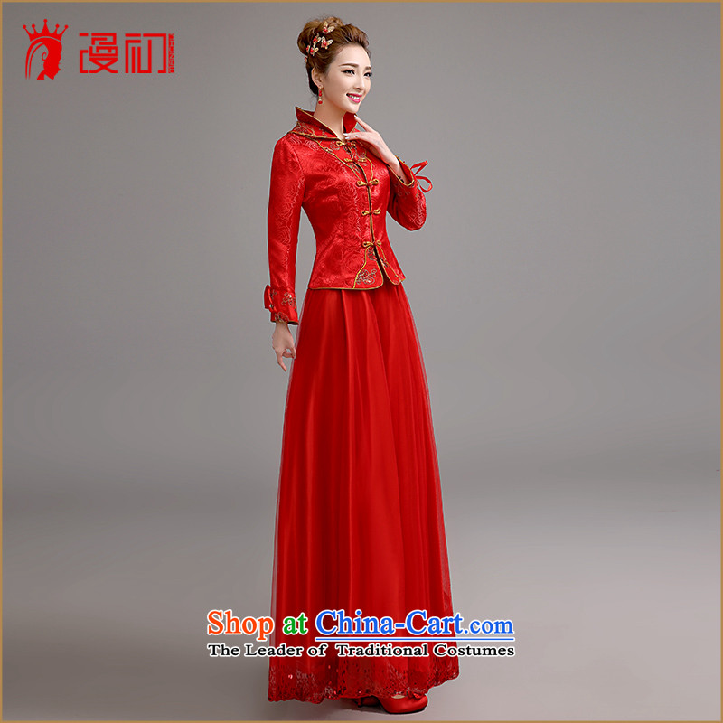 In the early 2015 new man winter bows qipao retro graphics thin thick wedding dress skirts, bridal dresses winter bows qipao RED M code, spilling the early shopping on the Internet has been pressed.