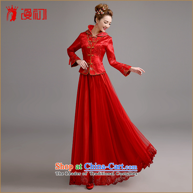 In the early 2015 new man winter bows qipao retro graphics thin thick wedding dress skirts, bridal dresses winter bows qipao RED M code, spilling the early shopping on the Internet has been pressed.