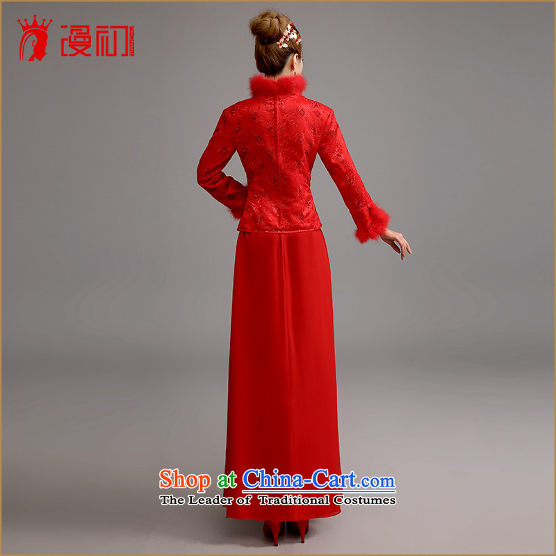 At the beginning of Castores Magi bride stylish new 2015 long-sleeved winter marriage qipao gown thickened the winter bows serving long red red M code, spilling the early shopping on the Internet has been pressed.