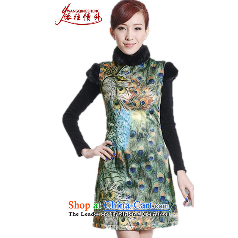 In accordance with the Love l new women's winter spring loaded improved Tang dynasty qipao Mock-neck classical tray clip the cotton sleeveless cheongsam dress Sau San figure?XL