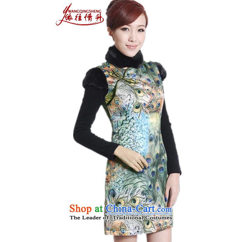 In accordance with the Love l new women's winter spring loaded improved Tang dynasty qipao Mock-neck classical tray clip the cotton sleeveless cheongsam dress Sau San figure in love L XL, , , , shopping on the Internet
