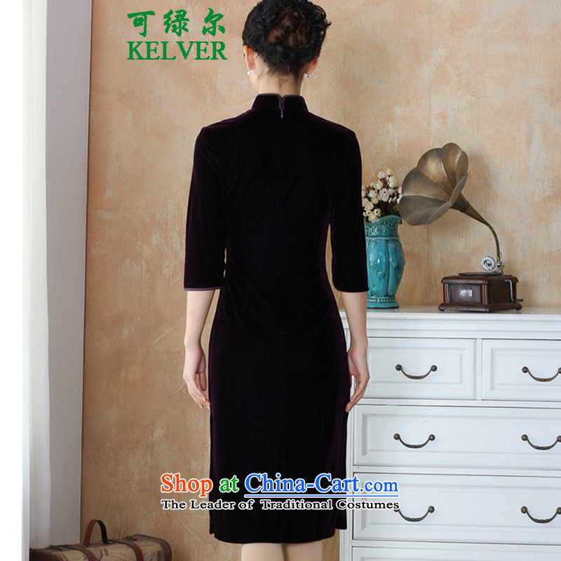 To Green, autumn and winter new women Tang Dynasty Silk Cheongsam scouring pads in the Pearl River Delta, Sau San manually staple cheongsam dress -4# long M can be green, , , , shopping on the Internet